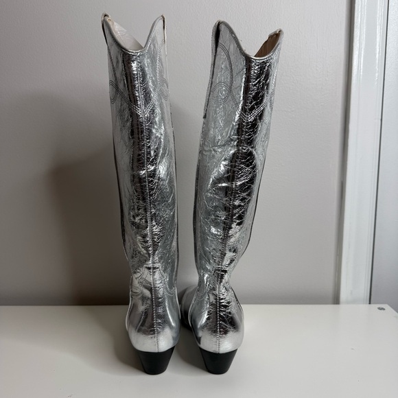 Steve Madden Dollie Western Cowboy Boots Silver NWOT size 7 - Picture 7 of 10